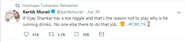 Murli kartik tweet