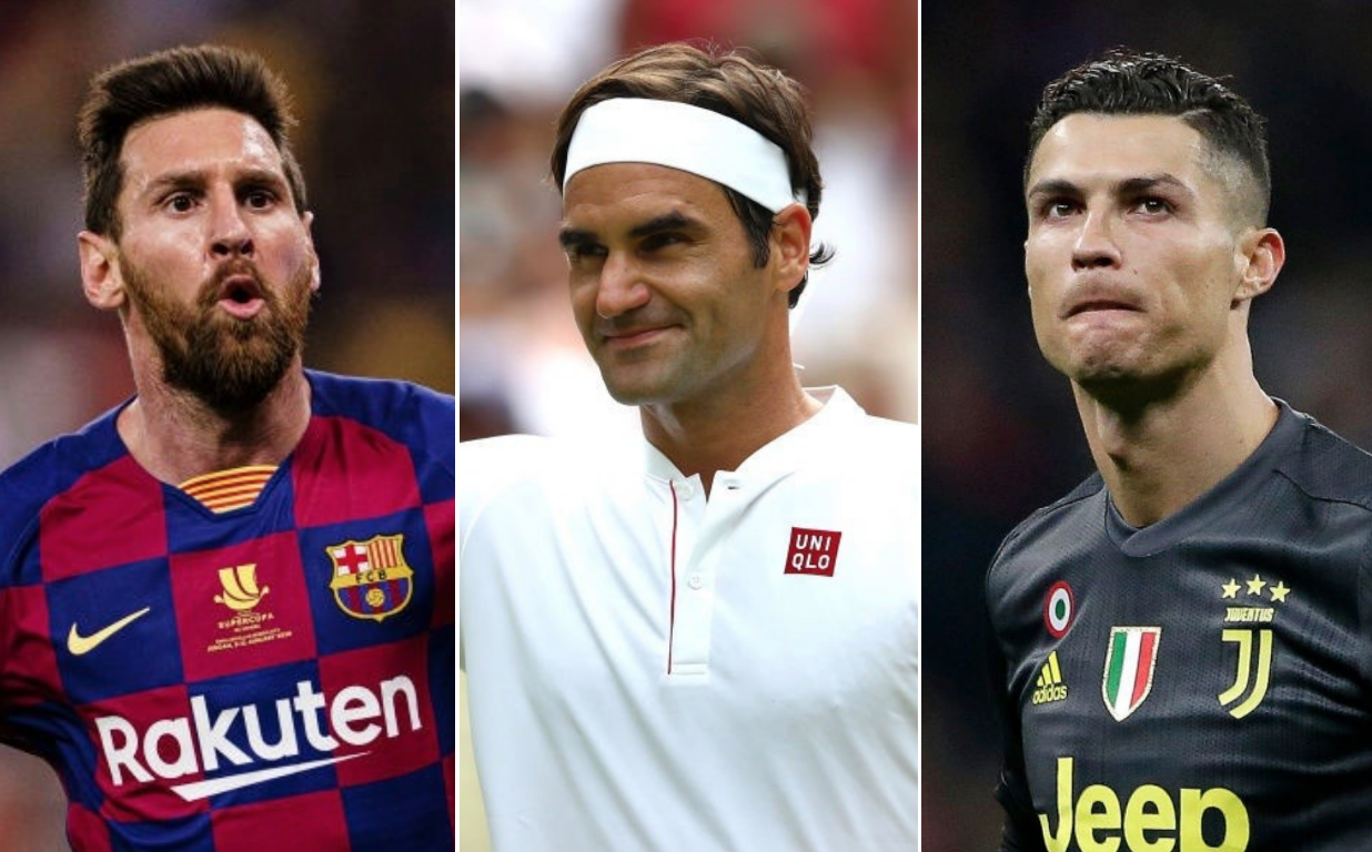 Roger ferderer, ronaldo and messi