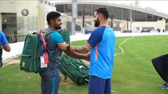 WATCH: Virat Kohli meets Pakistan Captain Babar Azam ahead of India vs Pakistan match | Asia Cup 2022