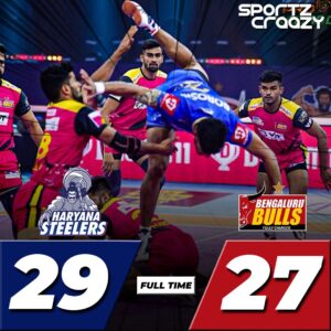 PKL season 9 Haryana Vs Bengaluru