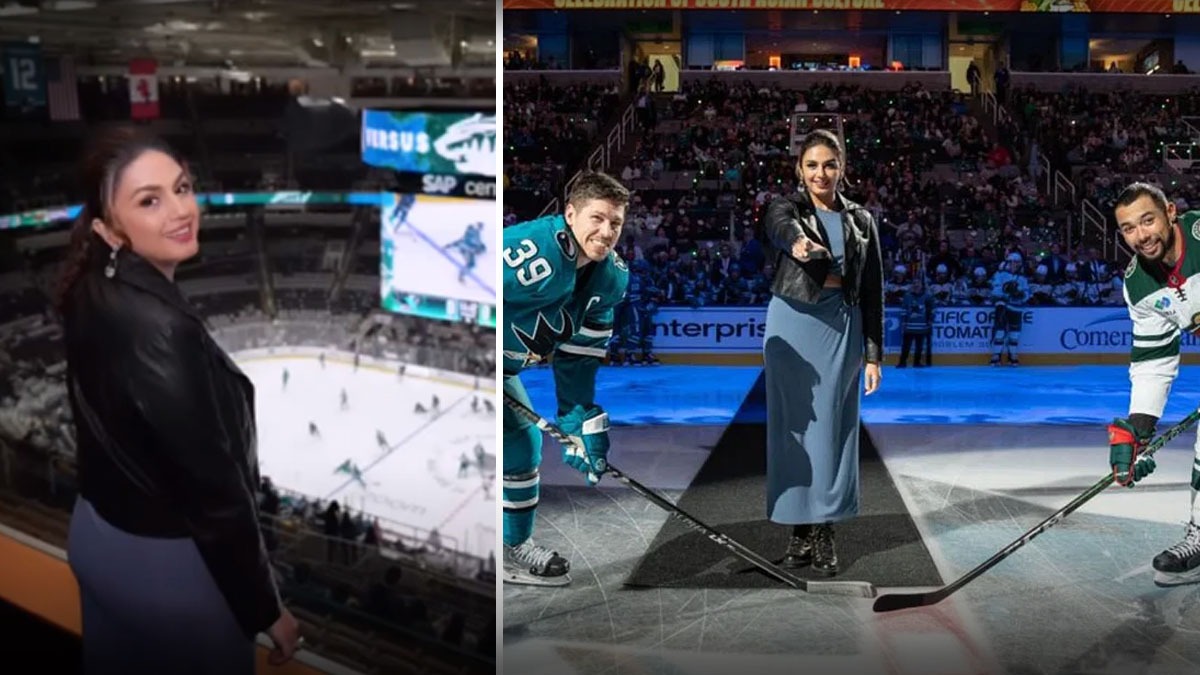 Bollywood actress Huma Qureshi becomes the first Indian women to drop ceremonial puck in US Hockey League