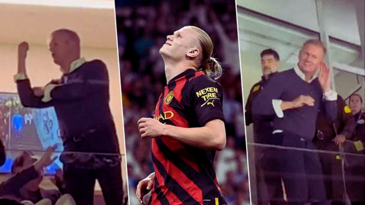 Watch : Erling Haaland’s father Alfie Haaland escorted out of a corporate box at the Santiago Bernabeu!